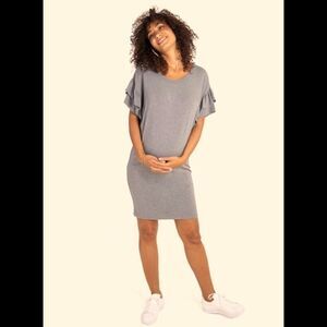 🎊Isabel Maternity sleeve T-shirt Dress -gray Size : small